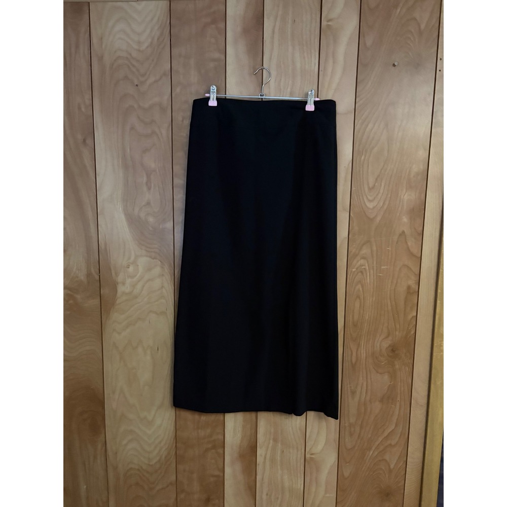 First Option Black Maxi Skirt Size 8 Professional Career Back Zip Stretch 770434